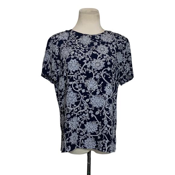 Gianni black white floral short sleeves padded blouse size 8 - Picture 9 of 9